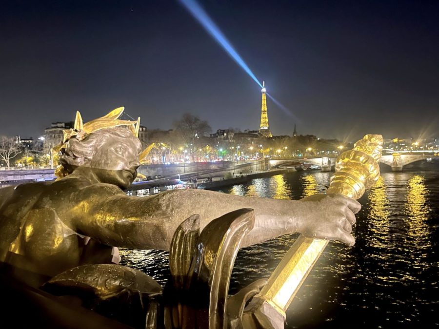 The Paris Rive Gauche is the main river passing through the city of Paris with its incredible view of the Eiffel Tower at night with spotlights and sparkling lights. You can see the beautiful architecture and statues covered in gold with color popping.