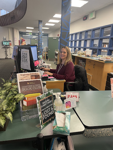 Library Media Specialist, Ann Truesdell busy at work at the Groves Library. “My favorite thing, well I love the kids, I also love as far as library work go, I love when new books come in and I get to process the new books, that's my favorite” Ann Truesdell said.