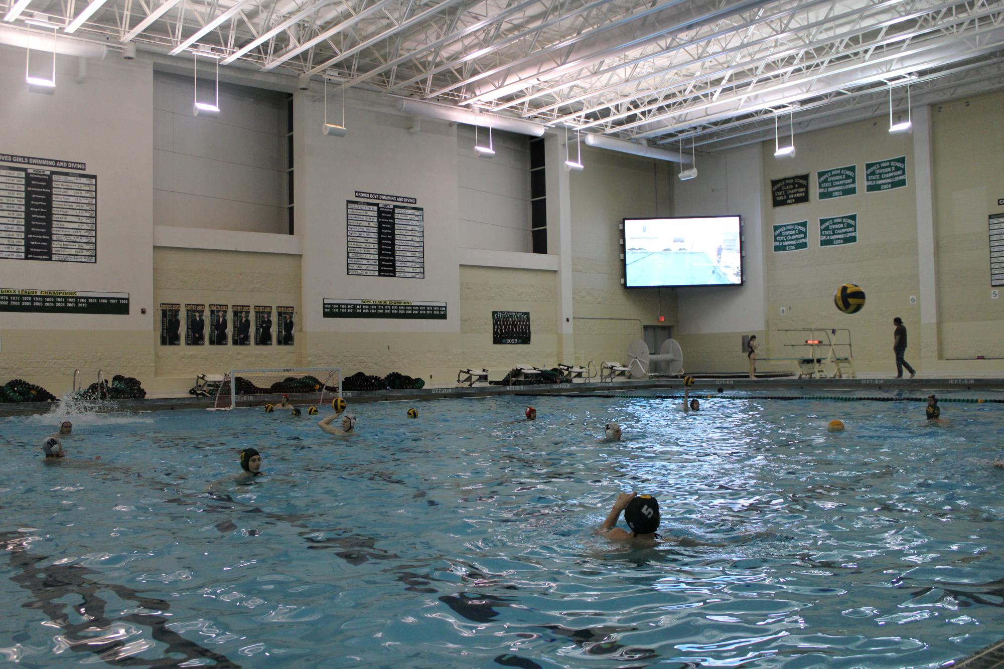 The water polo team practices in the Groves pool. 