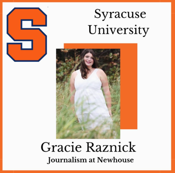 Senior Gracie Raznicks posted on Instgram @grovesdecisions24, showing her commitment to Syracuse University.