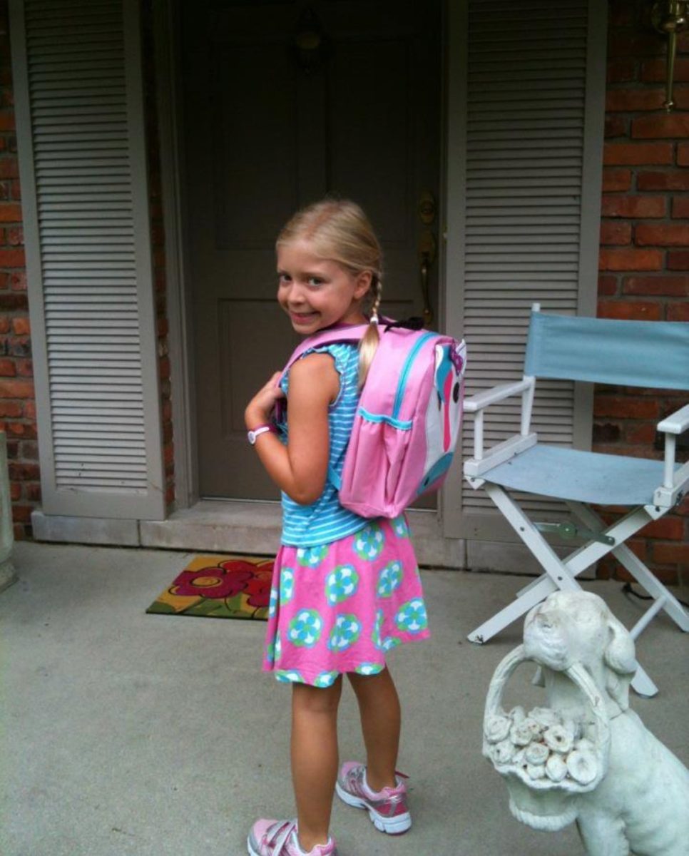 Author Maggie Locricchio on her first day of kindergarten. Little did she know she’d want to spend the rest of her life in a classroom. 