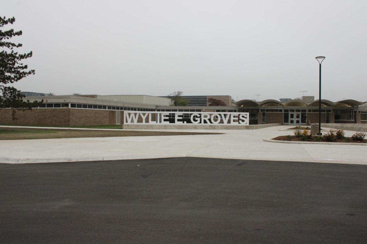 Photographed by Hannah Gray on September 24, 2024, at Wylie E. Groves High School. Wylie E. Groves’ school sign is pictured in the photo.
