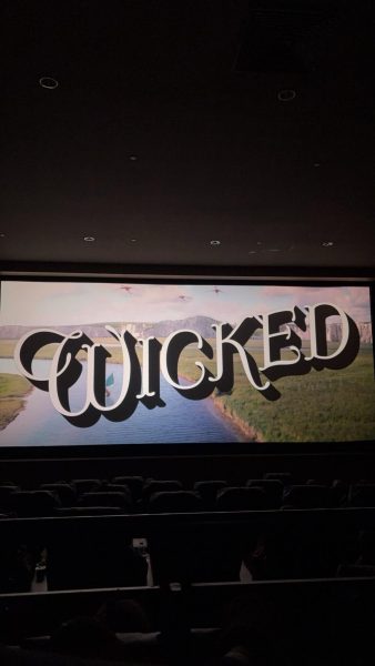 Wicked opening screen projection at Birmingham Palladium movie theatre.