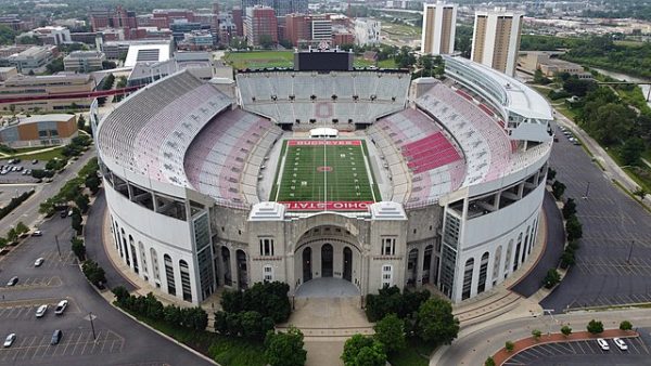 The Ohio State college football stadium  where the University of Michigan and Ohio State game was played on November 30 in Columbus, Ohio (image is free use provided by flickr-freeimages.com).