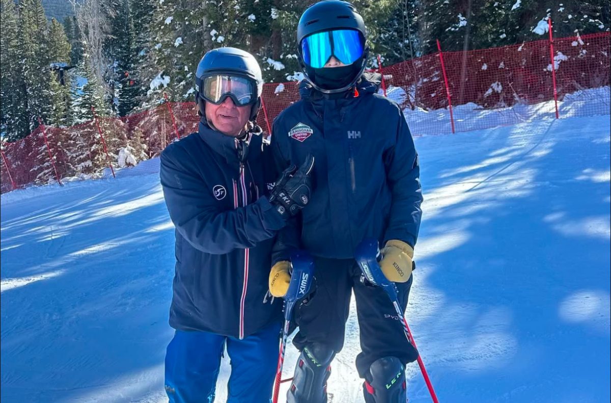 On December 17, 2024, our team lost one of our coaches, Jim, to a heart attack. Coach Jim wasn’t only an outstanding coach, but a friend to all. In this picture, Coach Jim and Ben Crowe were bonding at the top of the hill after a long day of slalom training. The whole team will greatly miss the days we got to share with Coach Jim and we are thinking of his family always.