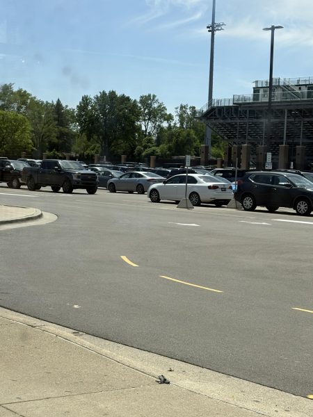 Groves parking lot during spring semester.