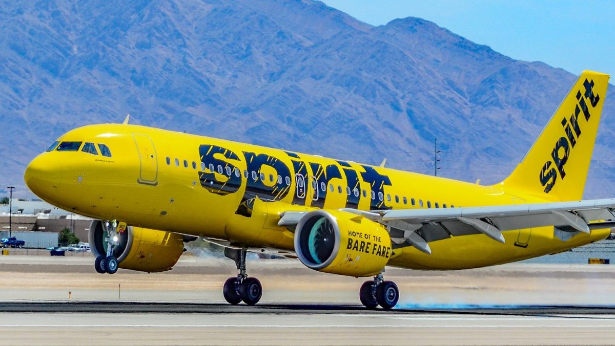 A Spirit Airlines plane sits on the runway. Photo courtesy of Wikimedia Commons.